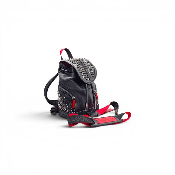 Christian Louboutin Explorafunk Black Calf Leather Studded Backpack Silver Spike main image 7
